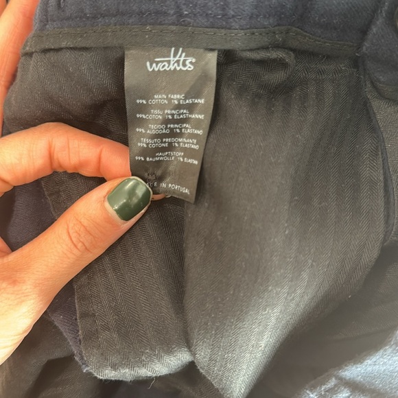 WAHTS EUC Byrne Trousers Pants Dark Navy Blue Pleated Tapered Leg - Picture 9 of 9